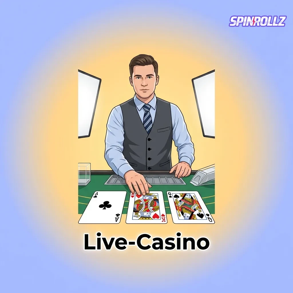 Professional dealer streaming live casino games in HD studio with roulette, blackjack, and baccarat tables
