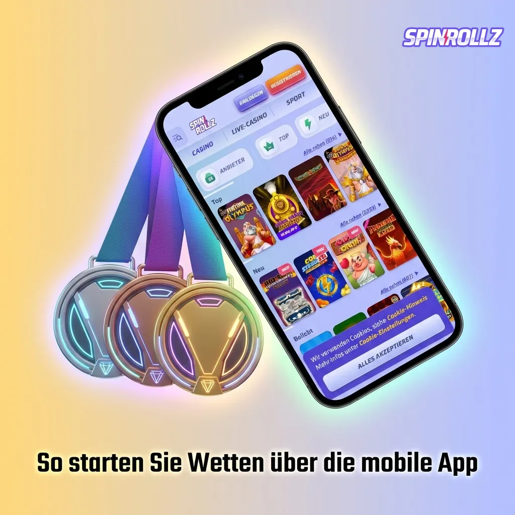 Mobile sports betting process on Spinrollz app showing login, sport selection, and bet placement steps