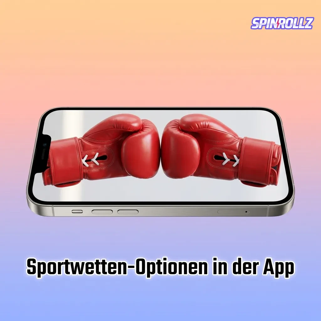 Spinrollz App Sportwetten-Interface zeigt über 30 Sportarten von Fußball bis E-Sports mit Live-Wetten und Quoten