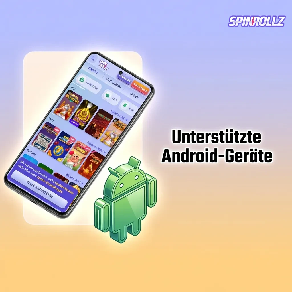 Spinrollz Web-App kompatibel mit modernen Android-Smartphones wie Samsung Galaxy, Google Pixel, OnePlus und weiteren Marken