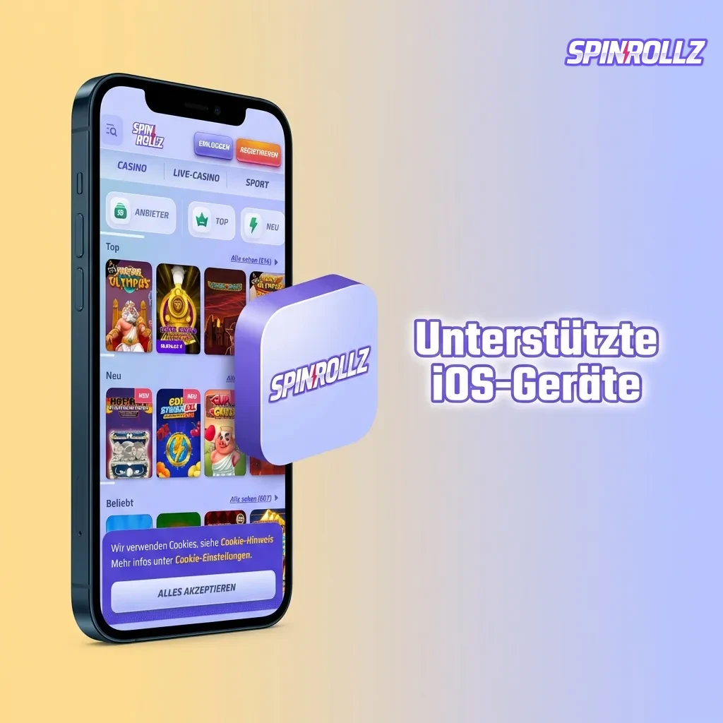 Spinrollz App auf verschiedenen iPhone und iPad Modellen, die iOS-Kompatibilität zeigen