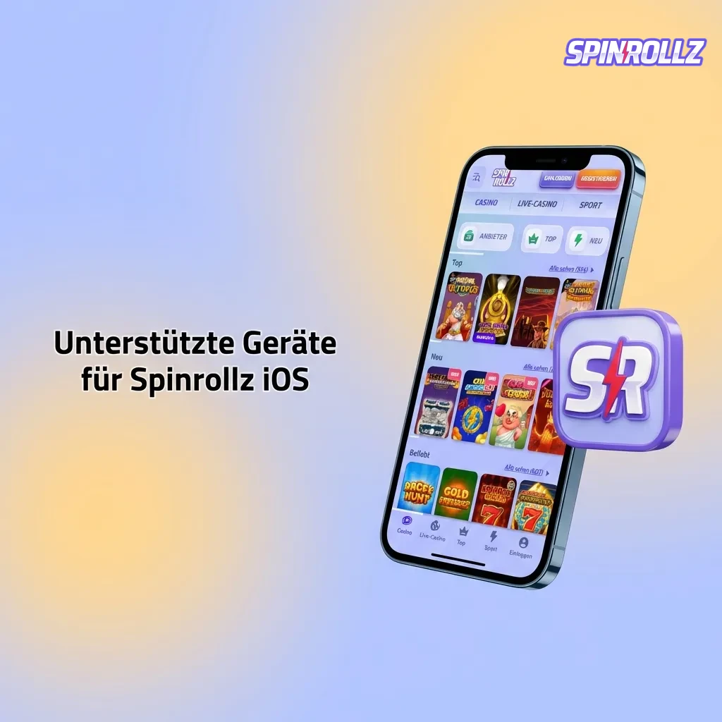 Spinrollz iOS casino app compatible devices including iPhone 15, 14, 13, 12 series and iPad models with iOS 11.0+