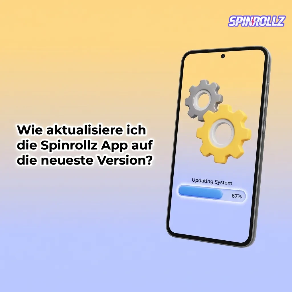 Smartphone displaying Spinrollz app update notification with download button and installation progress indicator