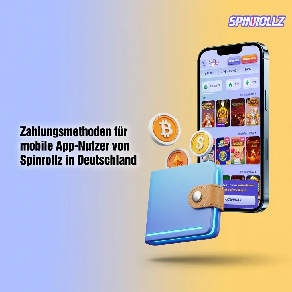 Spinrollz mobile app payment methods in Germany including credit cards, e-wallets, and cryptocurrency options